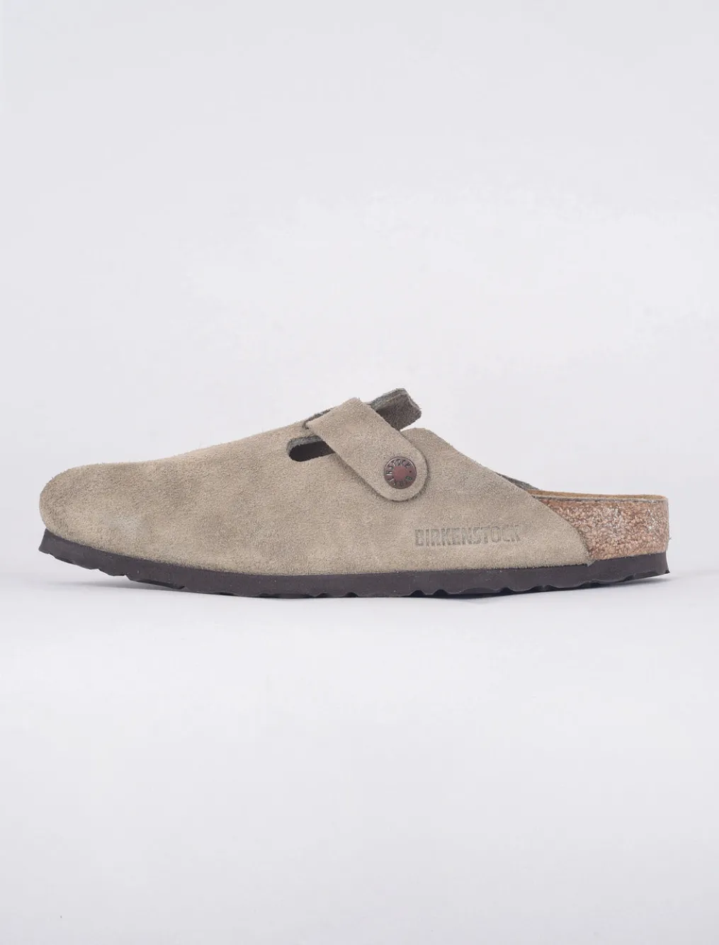 Shop Evie Lou Boston Suede Clogs, Taupe