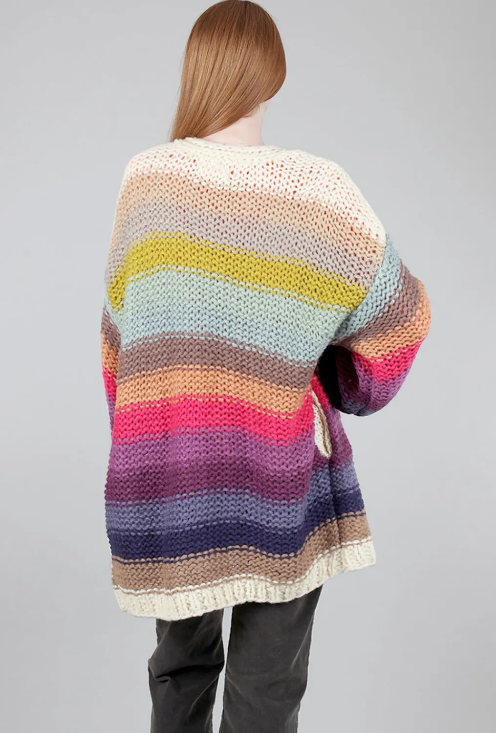 New Evie Lou Cheerful Stripe Cardie, Cream Multi