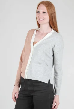 Sale Evie Lou Colorblock Pocket Cardie, Gray/Truffle
