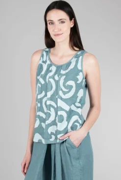 Shop Evie Lou Cori Linen Print Tank, Salvia
