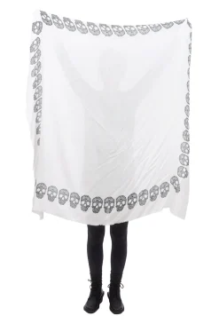 Online Evie Lou Frida Skull Scarf, White