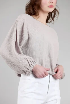 Hot Evie Lou Gianna Gauze Shirt, Heron Gray