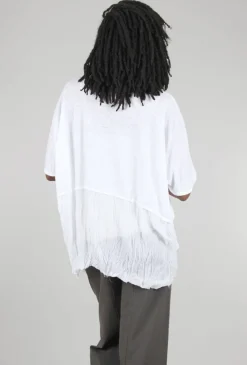 Hot Evie Lou Linen Knit Inset Peplum Top, White