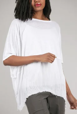 Hot Evie Lou Linen Knit Inset Peplum Top, White
