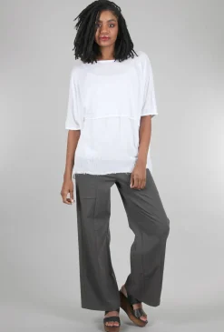 Hot Evie Lou Linen Knit Inset Peplum Top, White