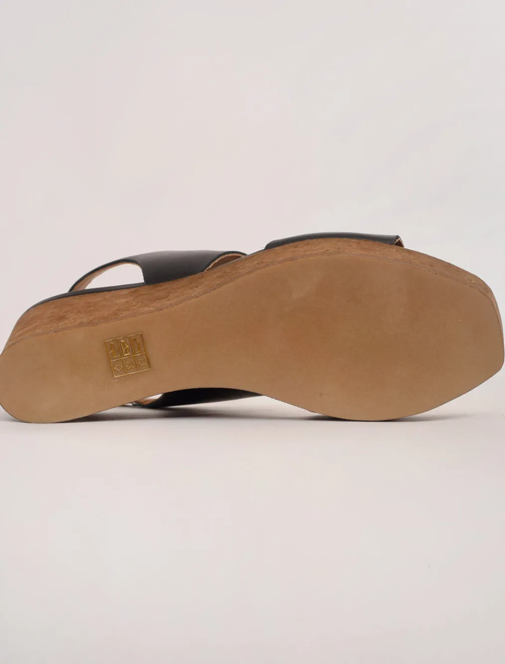 New Evie Lou Massy Cork Wedge, Deep Sea Black