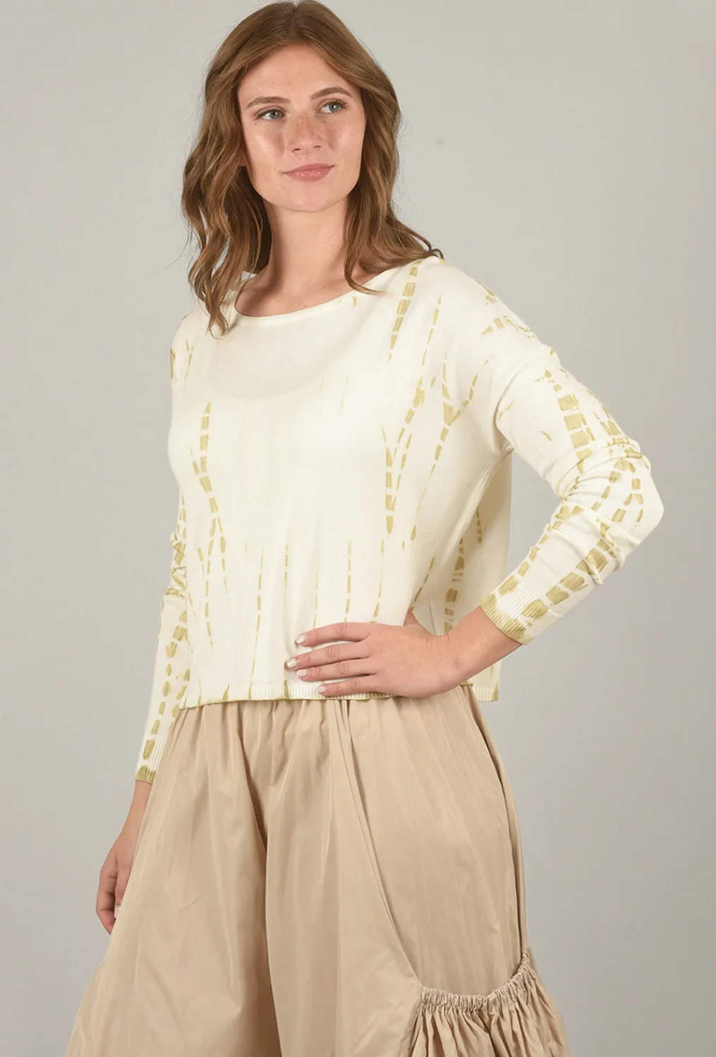 Best Evie Lou Mini Tie-Dye Sweater, White/Sand