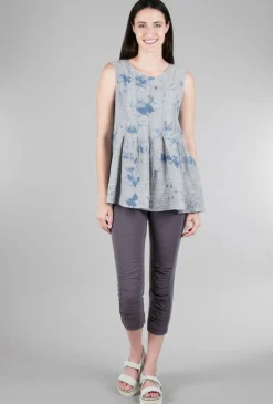 Hot Evie Lou Pleat Details Linen Tank, Gray/Blue