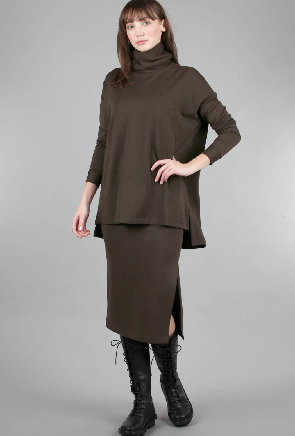 Shop Evie Lou Plush Midi Skirt, Brown