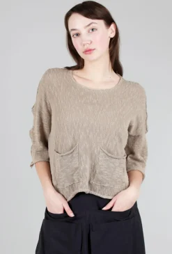 Sale Evie Lou Reverse Pocket Sweater, Taupe