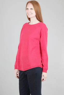 Outlet Evie Lou Round-Hem Cashmere Sweatshirt, Geranium