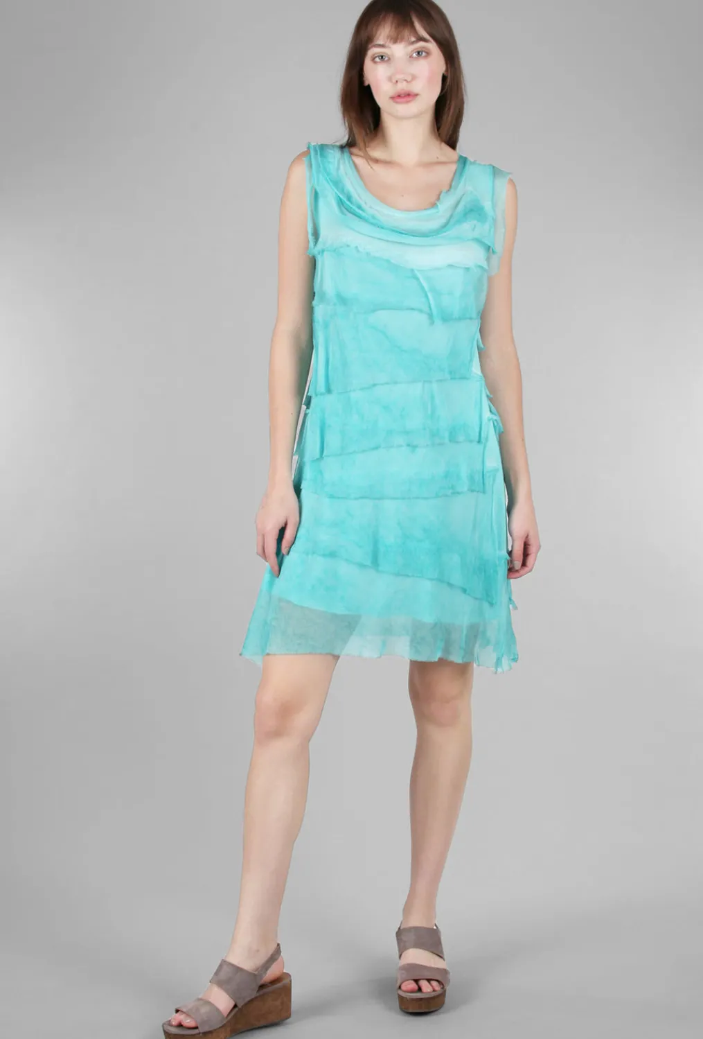 Clearance Evie Lou Short Tattered Tiers Dress, Aqua