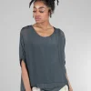 Best Evie Lou Tattered-Trim Blouse, Charcoal