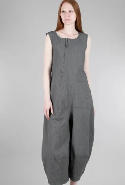 Clearance Evie Lou Texture Cotton Overalls, Black Check