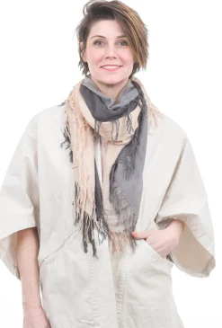 Clearance Evie Lou Tissue Solid Scarf, Slate/Brazilian Sand