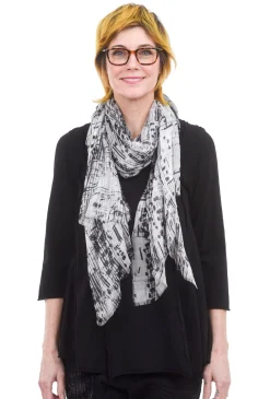 Cheap Evie Lou Vintage Artisan Scarf, Music Notes/Black/White