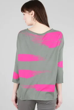 Fashion Evie Lou Abstract Summer Sweater, Olive/Fuchsia