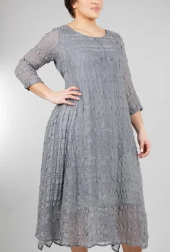 Store Evie Lou Airy Silk Pucker Sweep Dress, Slate