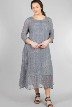 Store Evie Lou Airy Silk Pucker Sweep Dress, Slate