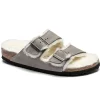 Clearance Evie Lou Arizona Shearling Sandal, Stone Suede