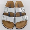 New Evie Lou Arizona Soft Bed Sandal, Metallic Silver