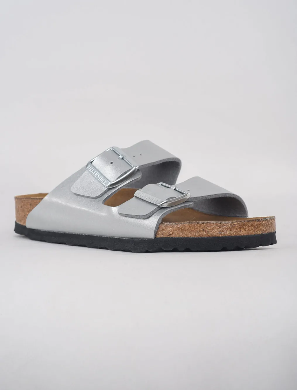 New Evie Lou Arizona Soft Bed Sandal, Metallic Silver