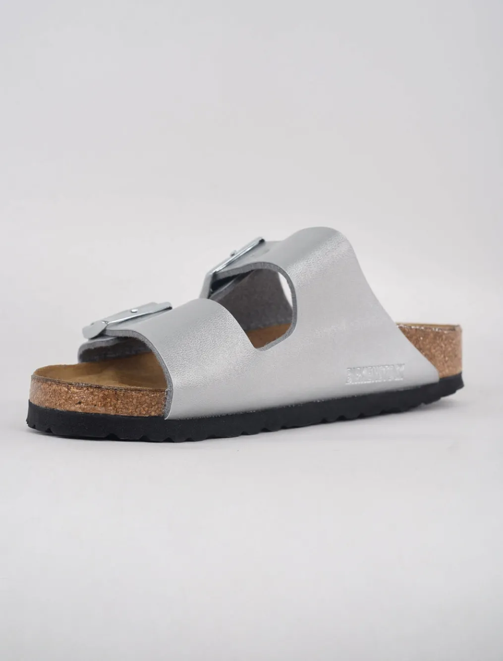 New Evie Lou Arizona Soft Bed Sandal, Metallic Silver