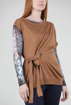 Cheap Evie Lou Asym Tie-Detail Sweater, New Camel
