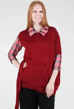 Sale Evie Lou Asym Tie-Detail Sweater, Red