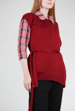 Sale Evie Lou Asym Tie-Detail Sweater, Red