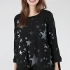 New Evie Lou A-Top Sweatshirt, Black/Stars