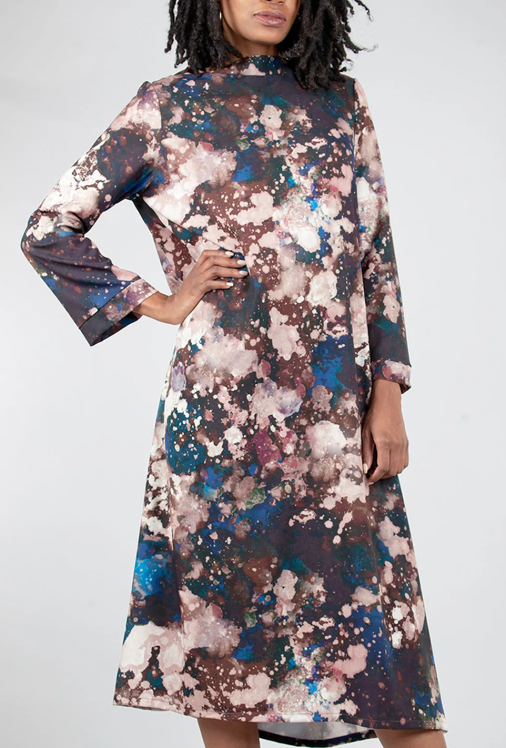 New Evie Lou Avila Print Dress, Galassia Wine