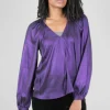 Shop Evie Lou Back Pleat Metallic Blouse, Lapis Purple