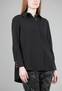 Flash Sale Evie Lou Back-Pleat Drape Blouse, Black