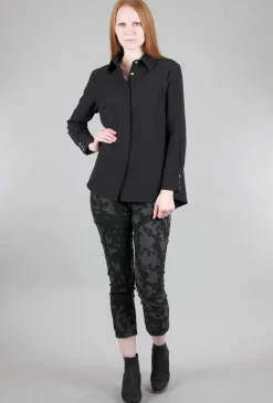 Flash Sale Evie Lou Back-Pleat Drape Blouse, Black