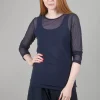 Store Evie Lou Basic Rl Mesh Layer Tee, Navy