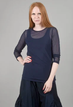 Store Evie Lou Basic Rl Mesh Layer Tee, Navy