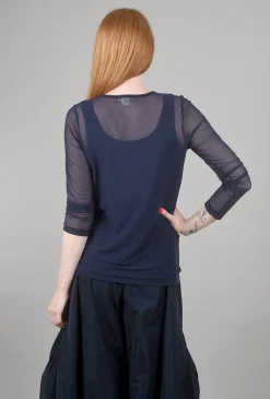 Store Evie Lou Basic Rl Mesh Layer Tee, Navy