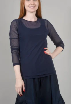 Store Evie Lou Basic Rl Mesh Layer Tee, Navy