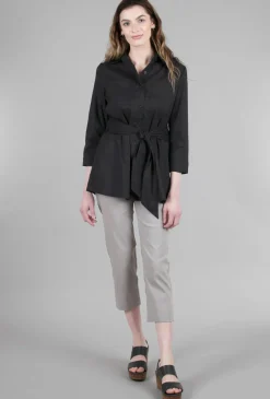 Flash Sale Evie Lou Belted Button-Up Blouse, Black