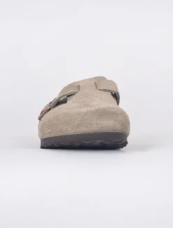 Shop Evie Lou Boston Suede Clogs, Taupe