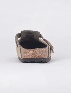 Shop Evie Lou Boston Suede Clogs, Taupe