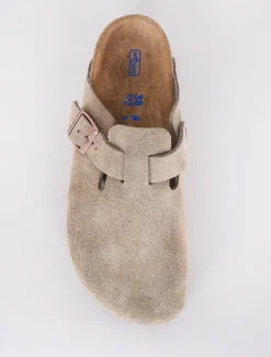 Shop Evie Lou Boston Suede Clogs, Taupe