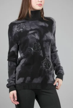 Outlet Evie Lou Broken Heart Cashmere Tneck, Black