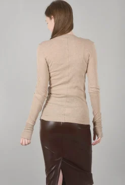 Best Sale Evie Lou Cashmere-Blend Easy Cuffed Tee, Khaki