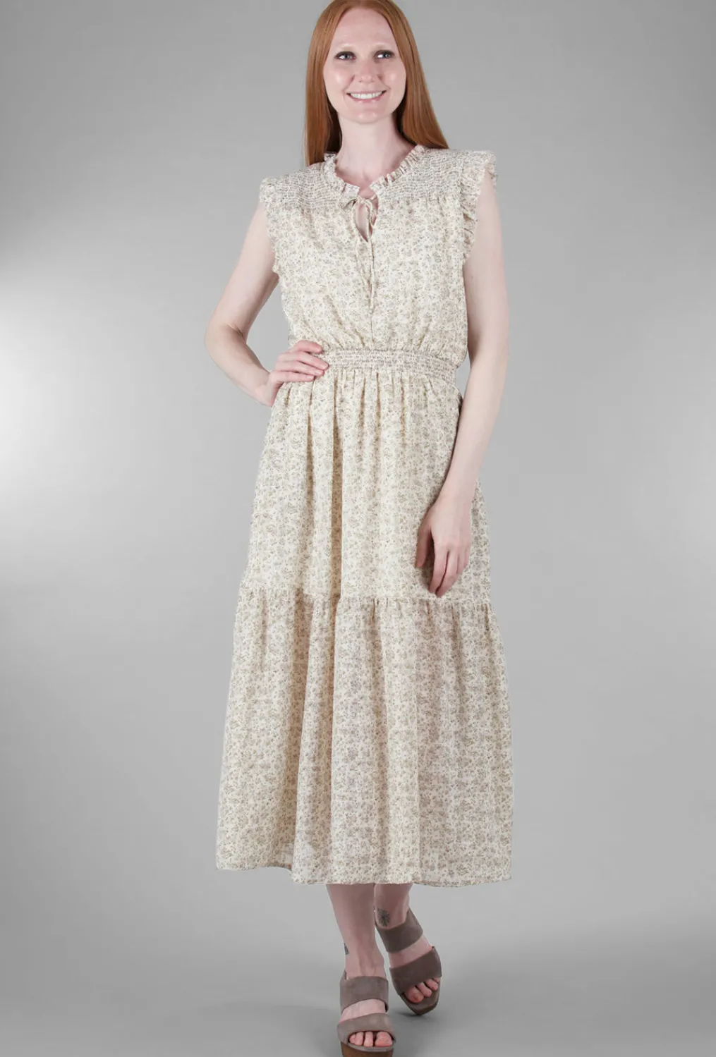 Sale Evie Lou Celeste Midi Dress, Ivory/Sage