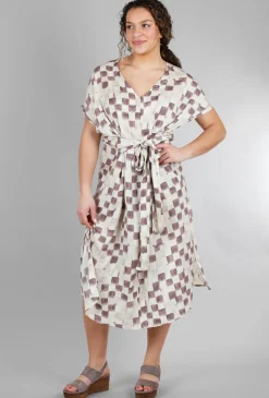 Store Evie Lou Checkered Sateen Midi Dress, Wisteria