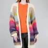 New Evie Lou Cheerful Stripe Cardie, Cream Multi