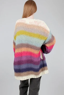 New Evie Lou Cheerful Stripe Cardie, Cream Multi