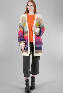 New Evie Lou Cheerful Stripe Cardie, Cream Multi